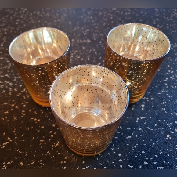 Celebrate Metallic Gold Mercury Votive Glass Candleholder Set of 3 - Picture 4 of 4